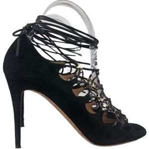 Valentino laced up Rockstud suede pumps